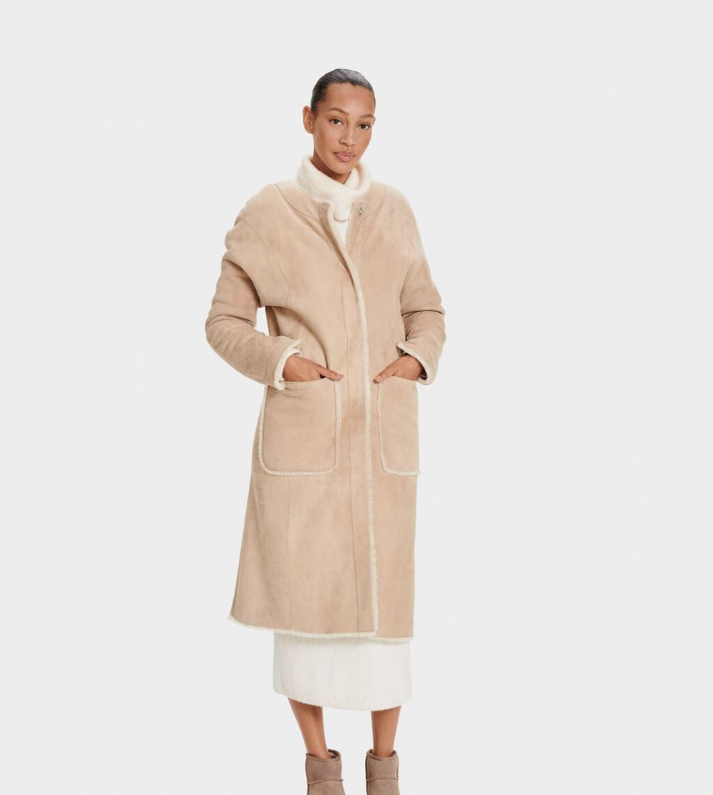 Ugg Coats Canada - Ugg Women's Remy Reversible Shearling Beige